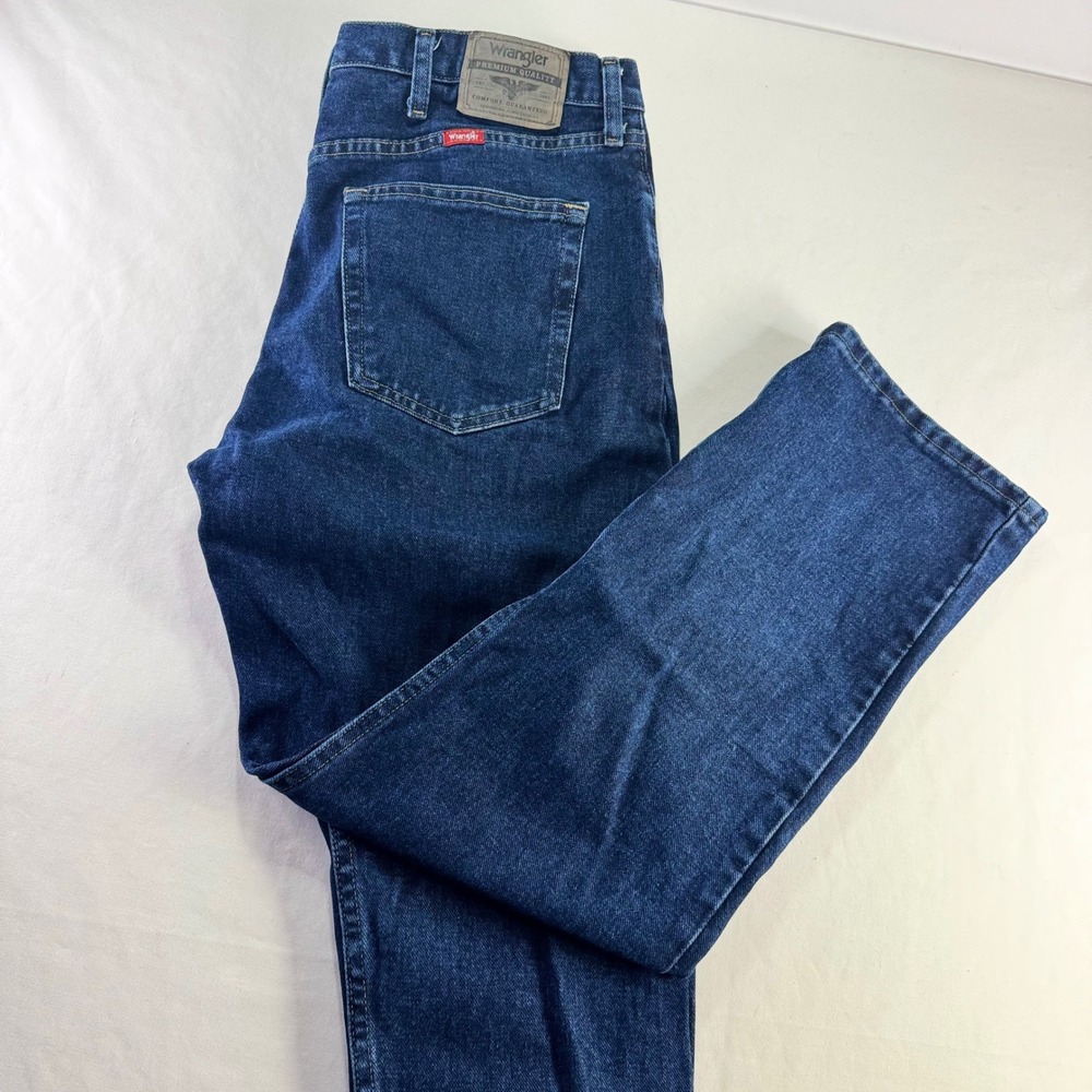 Wrangler Premium Quality Regular Fit Dark Wash Blue Jeans Mens 36x29 9TRGCMN